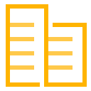 Yellow building icon representing a badge level