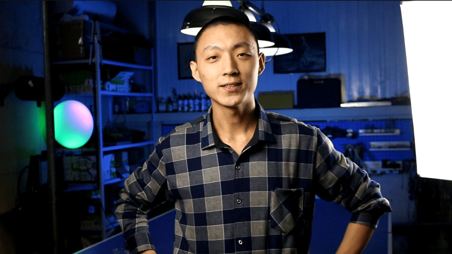 Hardi Huang in a workshop with LED equipment