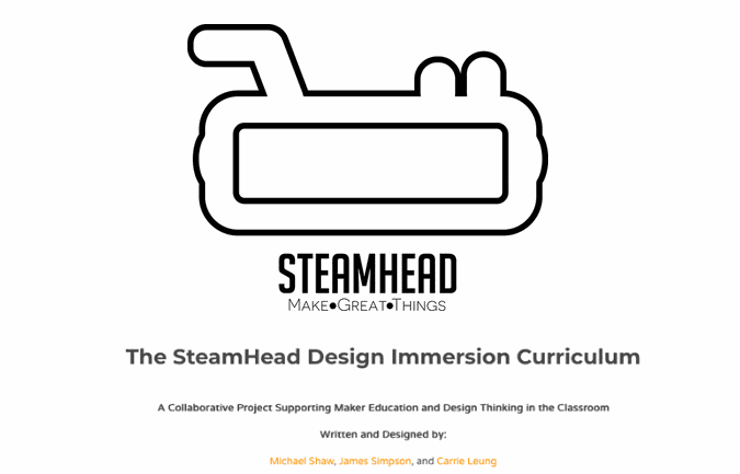Title page for 'The SteamHead Design Immersion Curriculum' with SteamHead logo