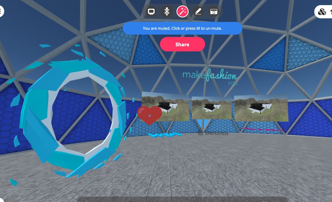 Virtual reality gallery dome displaying MakeFashion Edu project images