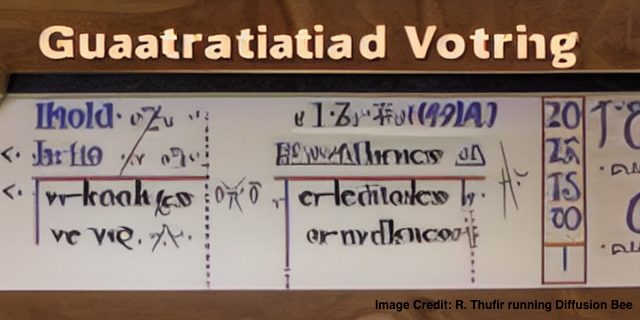 AI-generated abstract diagram with garbled text about voting