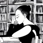 Illustrated student with hand raised to her head looking distressed