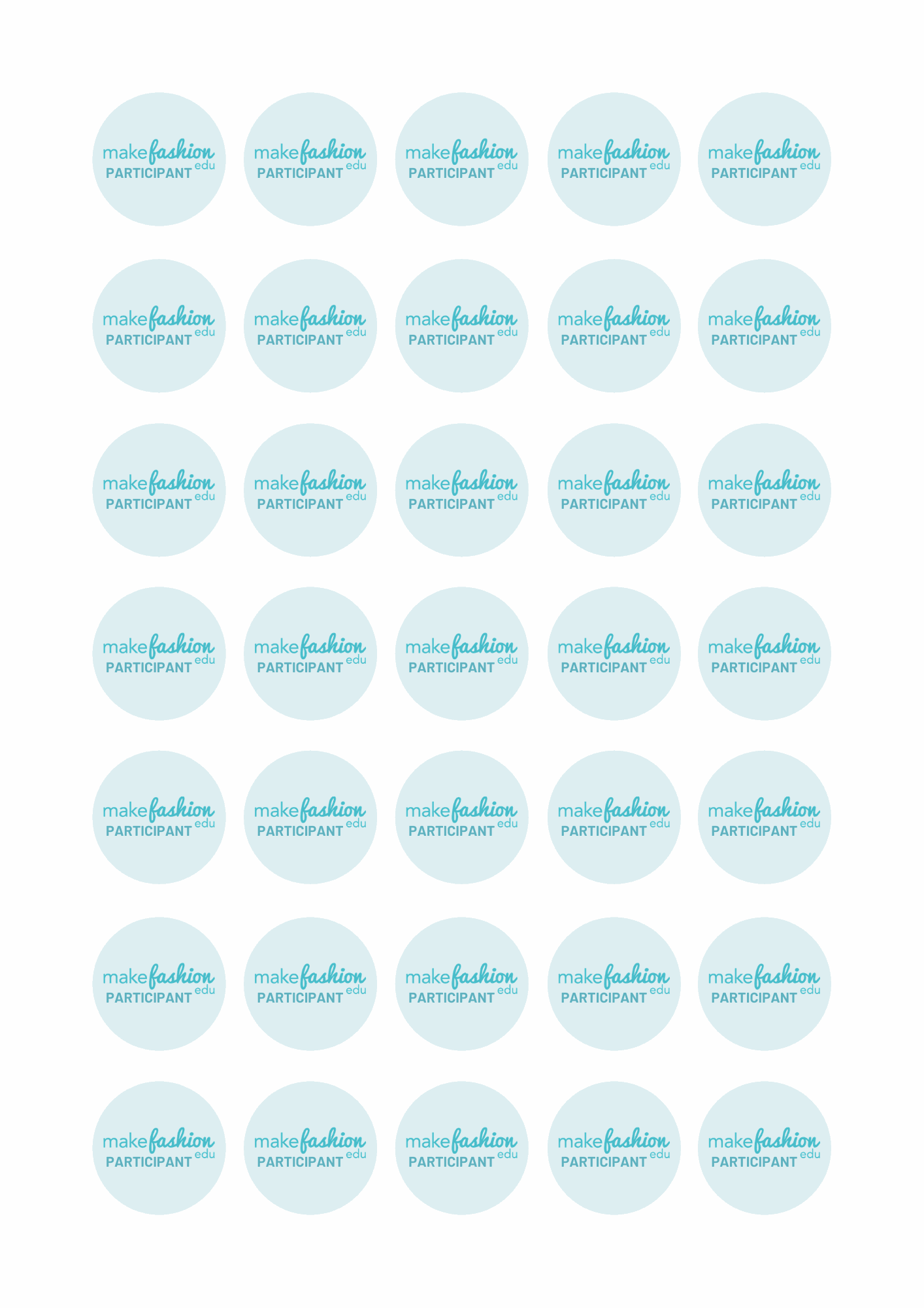 Sheet of MakeFashion Participant stickers